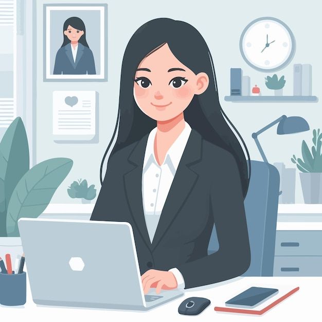 Uma mulher de negócios gerente de TI em projeto plano _ vetor Premium gerado com IA (1)